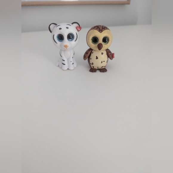 Ty Other - TY Beanie Babies Plastic Toys: White Tiger and Brown Owl Set x2